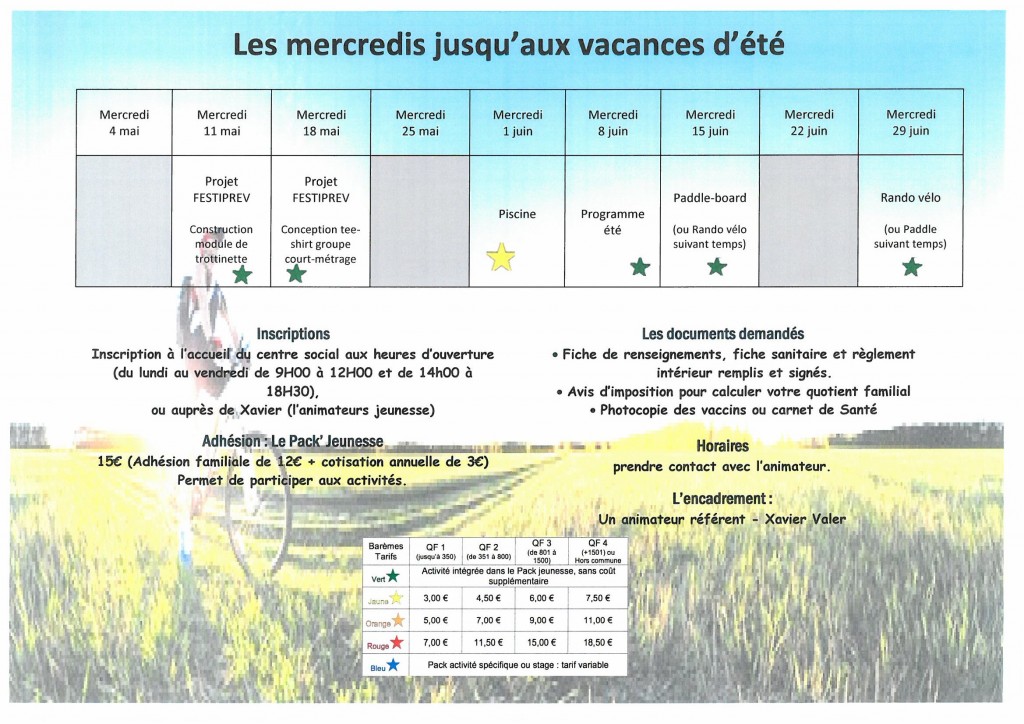 programme mercredi mai et juin 2016