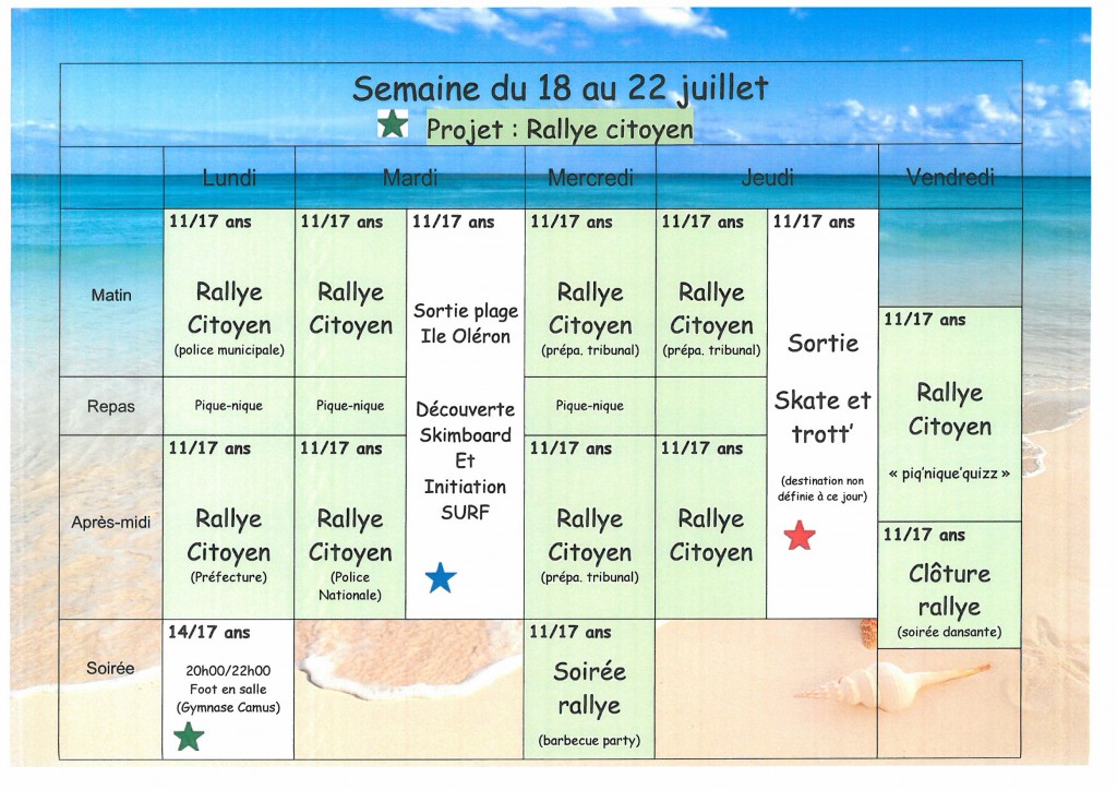 semaine du 18 au 22 juillet