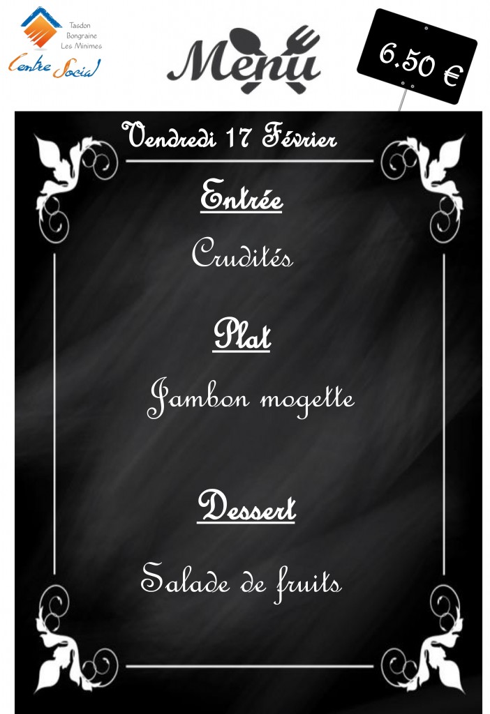 Menu 17 Février